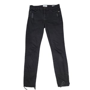 FRAME Le High Skinny Black Distressed Raw Hem Jeans Size 26